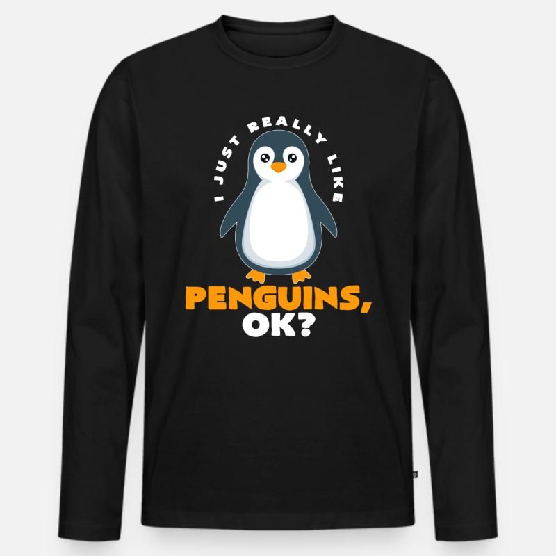 Kaiserpinguin - Männer Premium Bio Langarmshirt - Schwarz