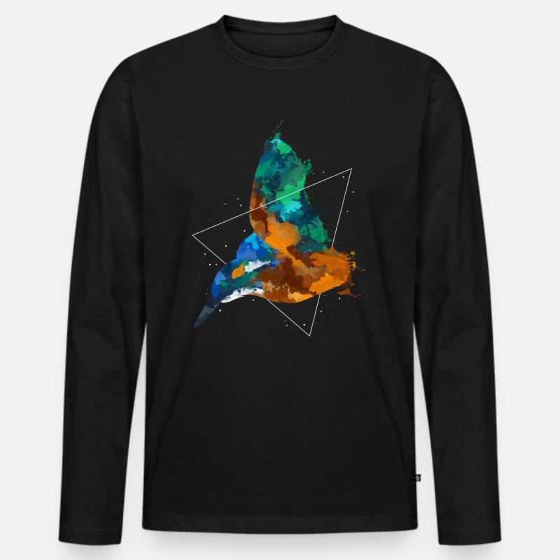 Eisvogel - Männer Premium Bio Langarmshirt - Schwarz
