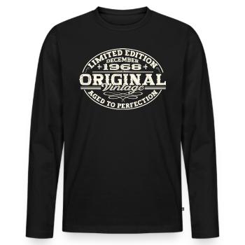 Original December 1968 54th Birthday Gift - Men's Premium Organic Long Sleeve Shirt - black - Front - Nico (187cm)
