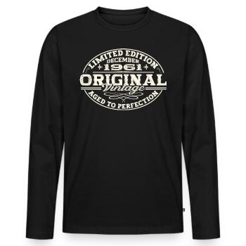 Original December 1961 61st birthday gift - Men's Premium Organic Long Sleeve Shirt - black - Front - Nico (187cm)