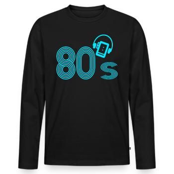 Années 80 - T-shirt manches longues Premium bio Homme - noir - Devant - Nico (187cm)