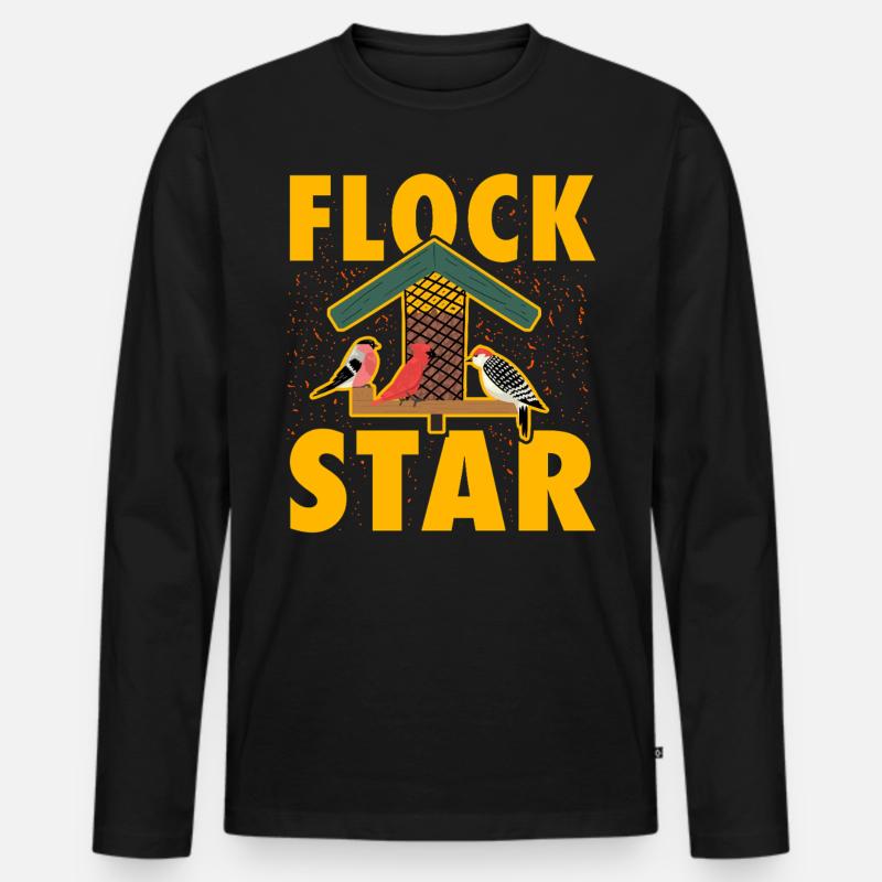 Flock Stern - Männer Premium Bio Langarmshirt - Schwarz