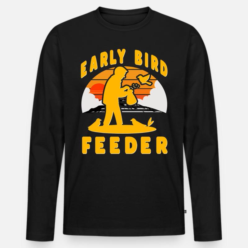Frühaufsteher-Futterhäuschen - Männer Premium Bio Langarmshirt - Schwarz