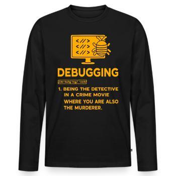 Debuggen - Männer Premium Bio Langarmshirt - Schwarz - Vorne - Nico (187cm)