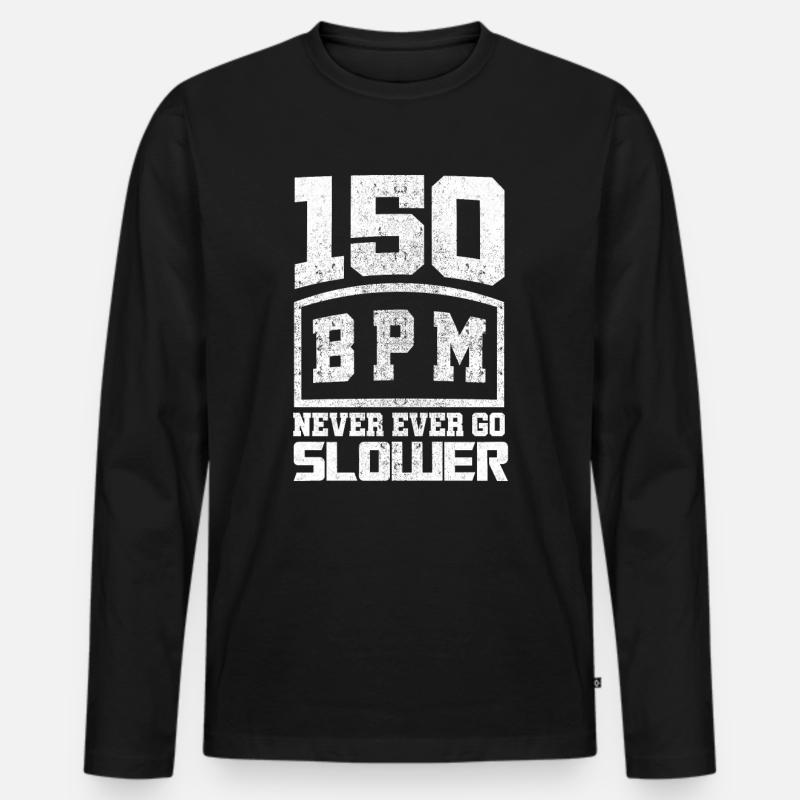 150 BPM Techno Music - Männer Premium Bio Langarmshirt - Schwarz
