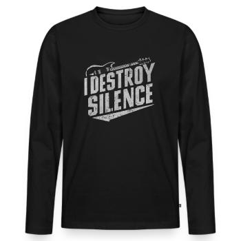 I Destroy Silence - Men's Premium Organic Long Sleeve Shirt - black - Front - Nico (187cm)