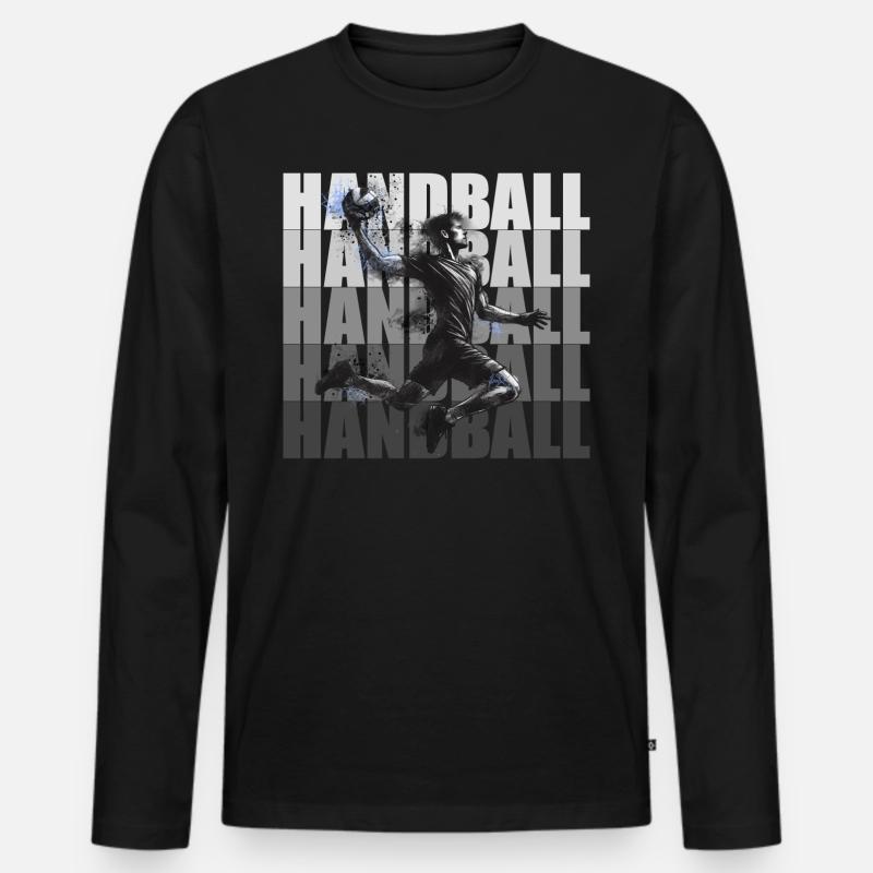 Handball - Männer Premium Bio Langarmshirt - Schwarz