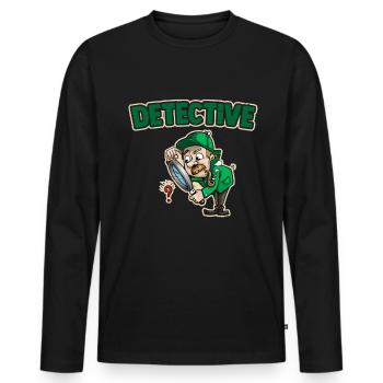 Detektiv mit Lupe - Männer Premium Bio Langarmshirt - Schwarz - Vorne - Nico (187cm)