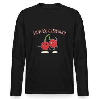 Kirsche - Männer Premium Bio Langarmshirt - Schwarz - Vorne - Nico (187cm)
