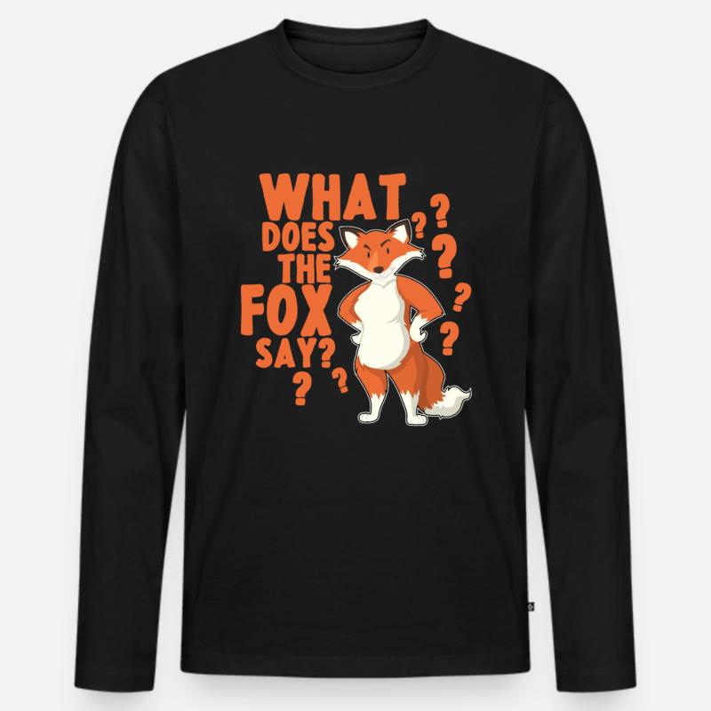 Was sagt der Fuchs - Männer Premium Bio Langarmshirt - Schwarz