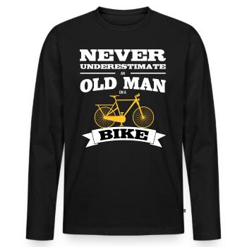 Never Underestimate Old Man Bike Fahrrad - Männer Premium Bio Langarmshirt - Schwarz - Vorne - Nico (187cm)