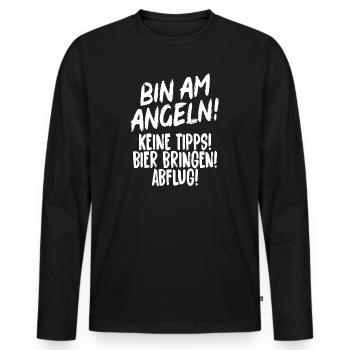 Angeln Bier Geschenkidee Fischer - Männer Premium Bio Langarmshirt - Schwarz - Vorne - Nico (187cm)