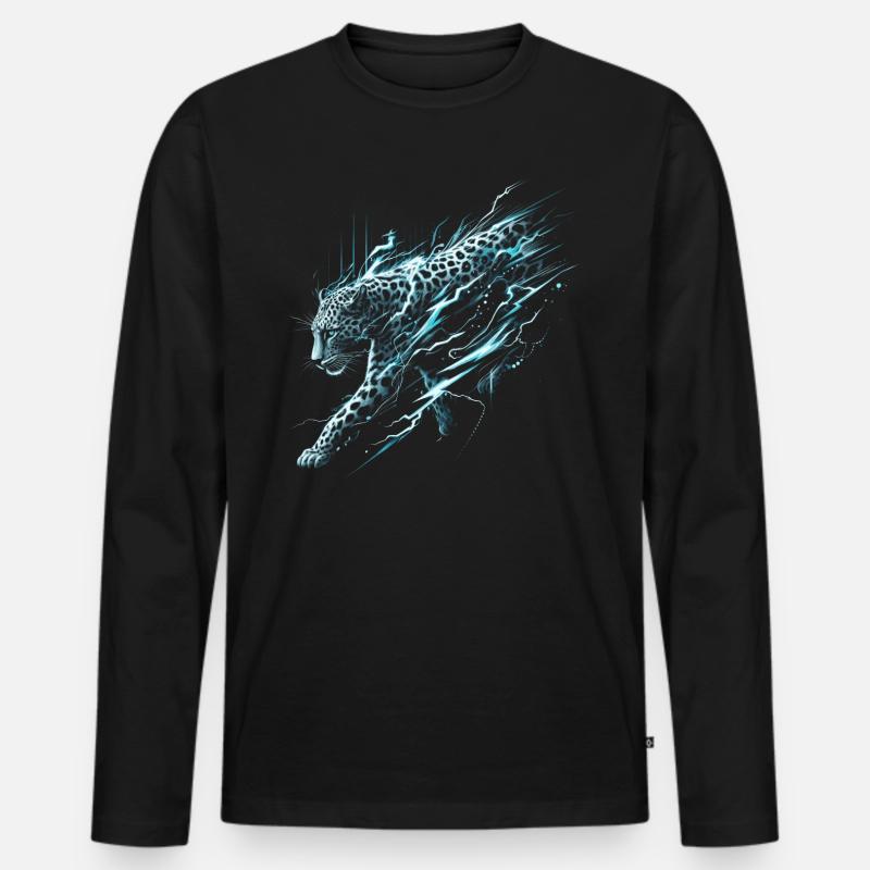 Leopard Lightning - Männer Premium Bio Langarmshirt - Schwarz