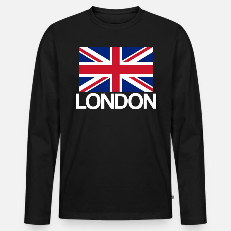 London - Männer Premium Bio Langarmshirt - Schwarz