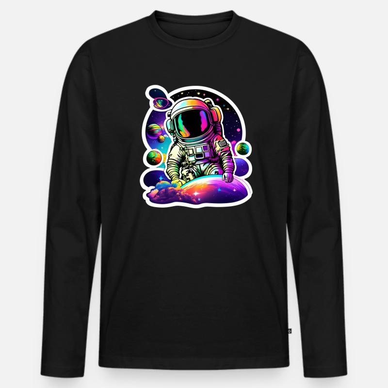 Psychedelic Astronaut I - Männer Premium Bio Langarmshirt - Schwarz