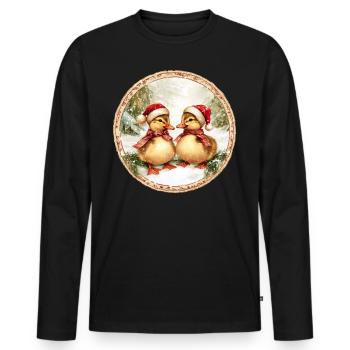 Weihnachten Entchen - Männer Premium Bio Langarmshirt - Schwarz - Vorne - Nico (187cm)