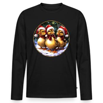 Entchen Weihnachtsmann - Männer Premium Bio Langarmshirt - Schwarz - Vorne - Nico (187cm)