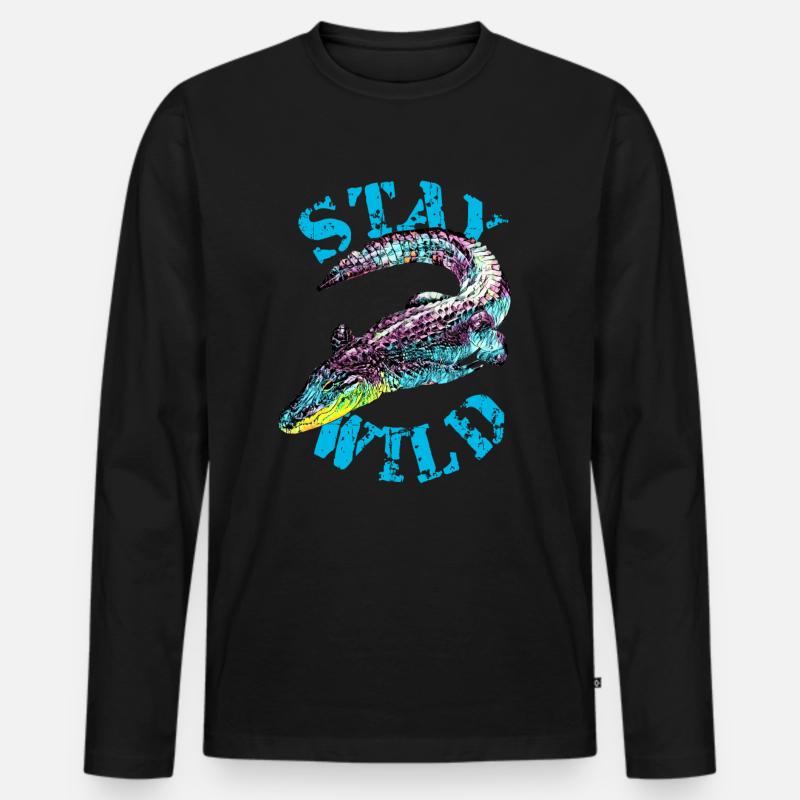 Krokodil - Männer Premium Bio Langarmshirt - Schwarz