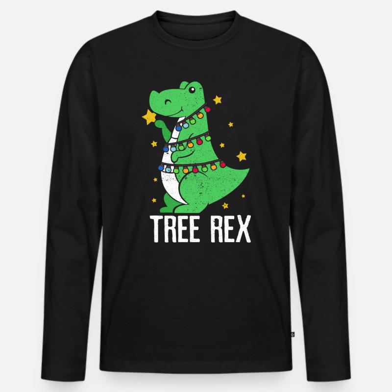 Dinosaurier - Männer Premium Bio Langarmshirt - Schwarz