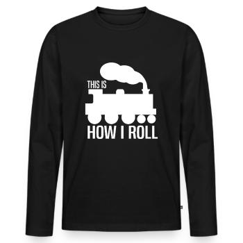 Train conductor train locomotive railway trains gift - Men's Premium Organic Long Sleeve Shirt - black - Front - Nico (187cm)