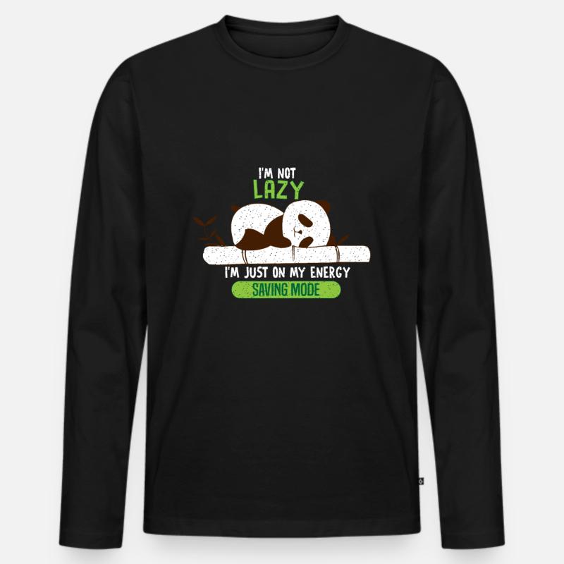 Panda - Männer Premium Bio Langarmshirt - Schwarz