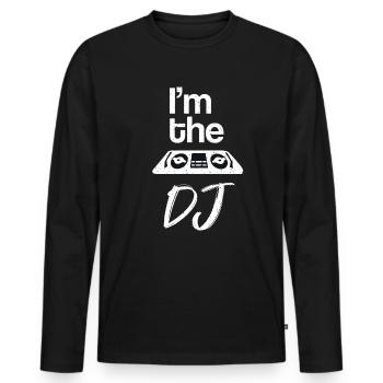 DJ - Männer Premium Bio Langarmshirt - Schwarz - Vorne - Nico (187cm)