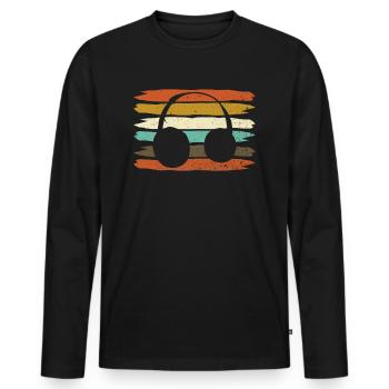 DJ - Männer Premium Bio Langarmshirt - Schwarz - Vorne - Nico (187cm)