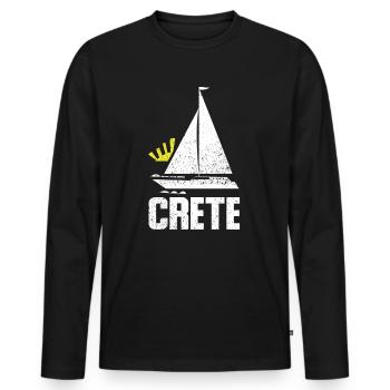 Crete - Men's Premium Organic Long Sleeve Shirt - black - Front - Nico (187cm)