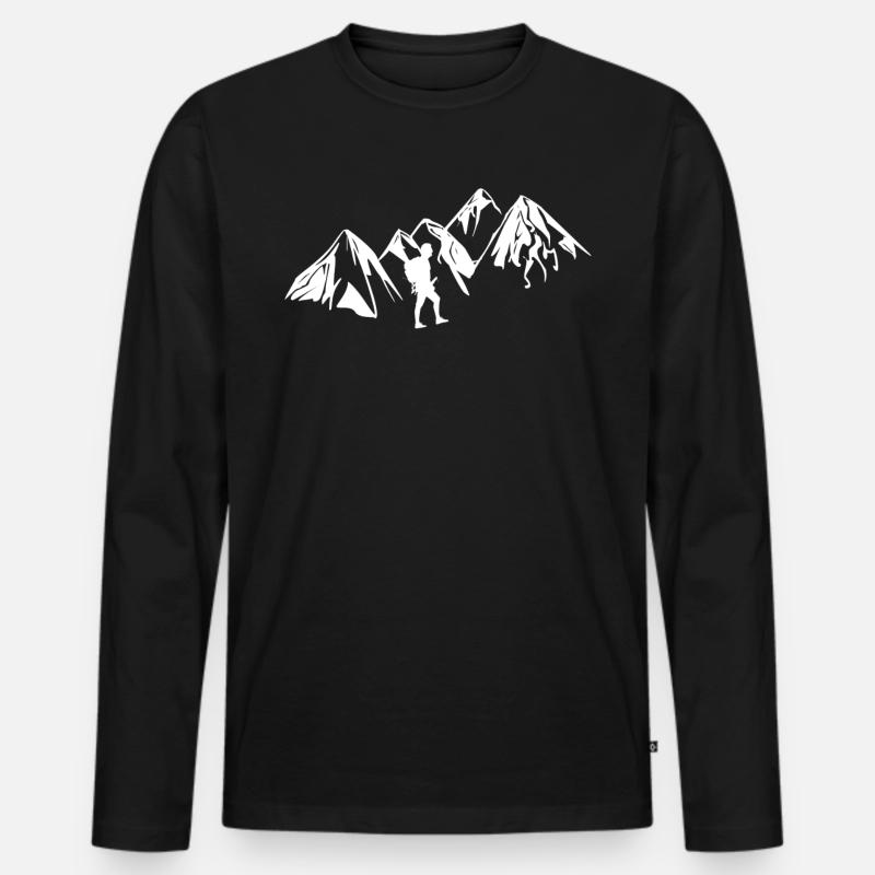 wander wanderer bergmensch - Männer Premium Bio Langarmshirt - Schwarz
