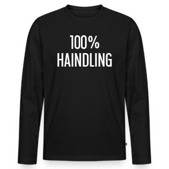 100 Prozent Haindling - Männer Premium Bio Langarmshirt - Schwarz - Vorne - Nico (187cm)