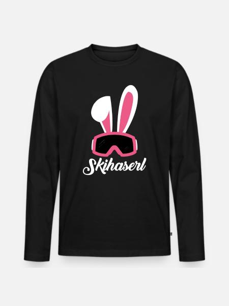 Skihaserl - Männer Premium Bio Langarmshirt - Schwarz