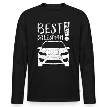 Vendeur de voitures - T-shirt manches longues Premium bio Homme - noir - Devant - Nico (187cm)