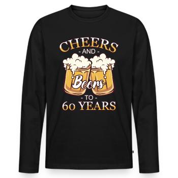 60e anniversaire - T-shirt manches longues Premium bio Homme - noir - Devant - Nico (187cm)