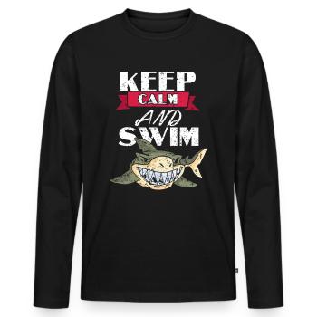 Swimming swimming instructor swimmer swimming pool - Men's Premium Organic Long Sleeve Shirt - black - Front - Nico (187cm)