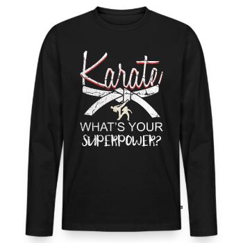 karaté - T-shirt manches longues Premium bio Homme - noir - Devant - Nico (187cm)