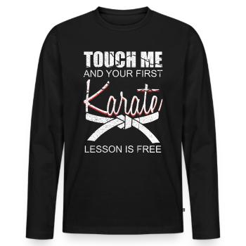 Karaté combattants arts martiaux self défense - T-shirt manches longues Premium bio Homme - noir - Devant - Nico (187cm)