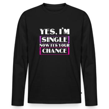 Single - Männer Premium Bio Langarmshirt - Schwarz - Vorne - Nico (187cm)