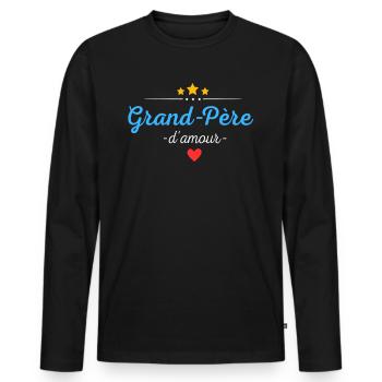 Grand-père d'amour cadeau futur Papy - T-shirt manches longues Premium bio Homme - noir - Devant - Nico (187cm)