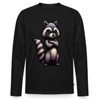 raton laveur ratons laveurs animal de la forêt raton laveur drôle - T-shirt manches longues Premium bio Homme - noir - Devant - Nico (187cm)