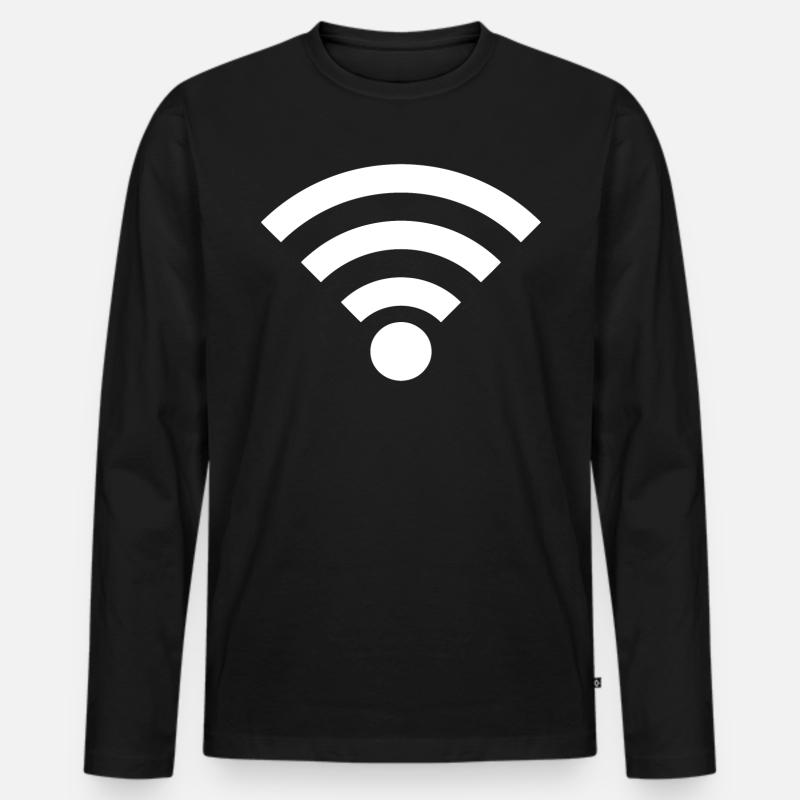 Wifi - Männer Premium Bio Langarmshirt - Schwarz
