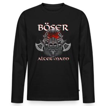 Böser alter Mann Totenkopf Skull Wikinger Viking - Männer Premium Bio Langarmshirt - Schwarz - Vorne - Nico (187cm)