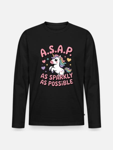 Glitzerndes Einhorn - Männer Premium Bio Langarmshirt - Schwarz
