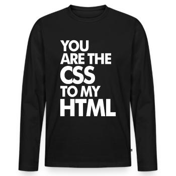 Vous êtes le CSS à mon HTML - T-shirt manches longues Premium bio Homme - noir - Devant - Nico (187cm)