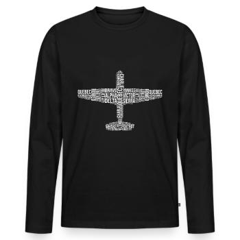 Avion alphabet OTAN - T-shirt manches longues Premium bio Homme - noir - Devant - Nico (187cm)