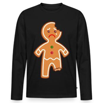 Lebkuchenmann Lebkuchen Mann Gingerbread Mi Mi Mi - Männer Premium Bio Langarmshirt - Schwarz - Vorne - Nico (187cm)