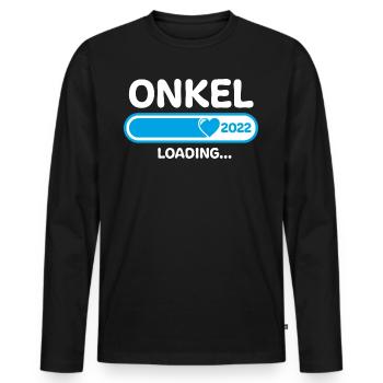 Onkel 2022 Glückwunsch Geschenkideen - Männer Premium Bio Langarmshirt - Schwarz - Vorne - Nico (187cm)