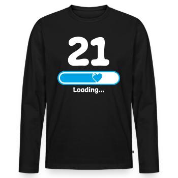 21e anniversaire 21 ans Poutre de chargement - T-shirt manches longues Premium bio Homme - noir - Devant - Nico (187cm)