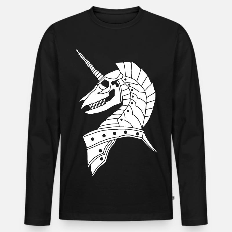 Weißes gotisches Einhorn - Männer Premium Bio Langarmshirt - Schwarz