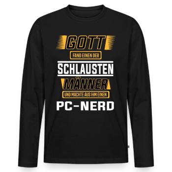PC Nerd, einer der schlausten Männer der Welt - Männer Premium Bio Langarmshirt - Schwarz - Vorne - Nico (187cm)