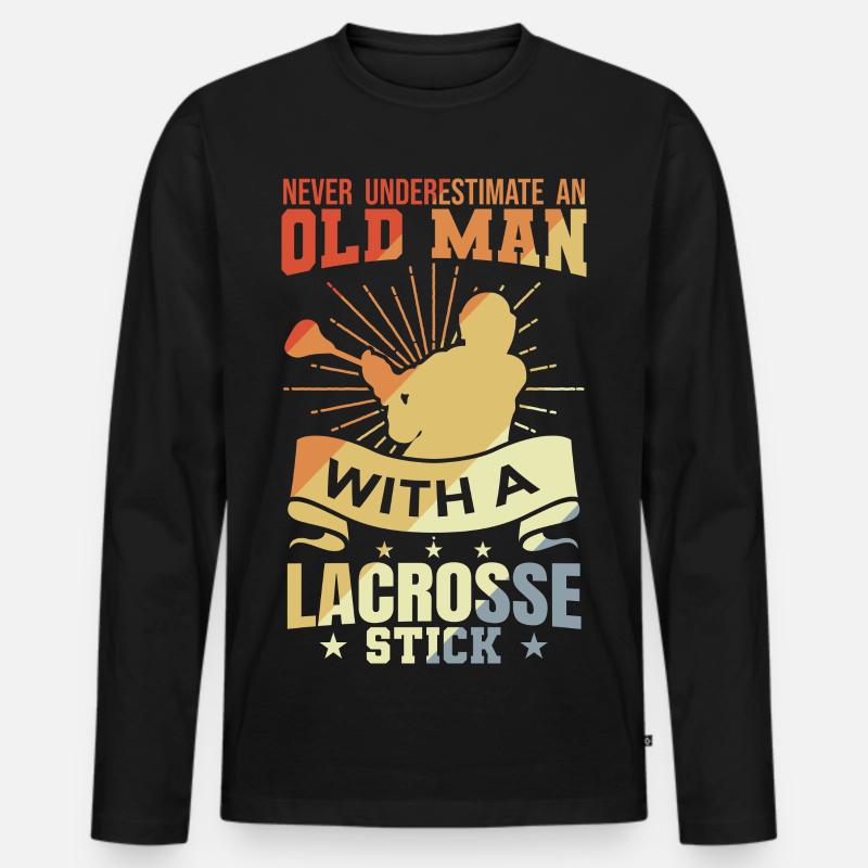 Lacrosse Großvater - Männer Premium Bio Langarmshirt - Schwarz